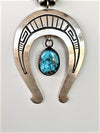 Sunwest Silver ~ Unique Sterling Silver Squash Blossom with Carico Lake Turquoise Drop - Cowgirl Kim