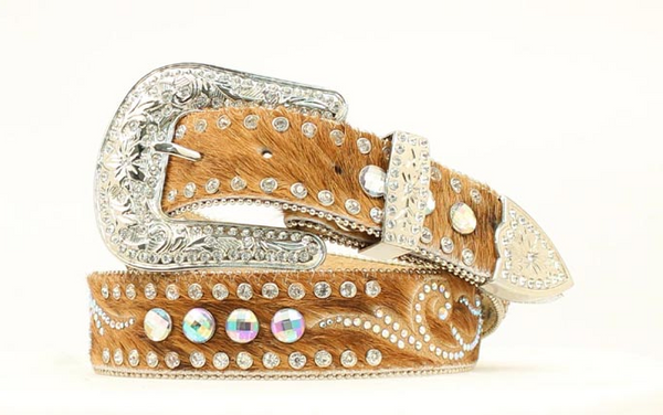 Nacona Brown Calf Hair Bling Belt - Pre Order – Cowgirl Kim display picture 1