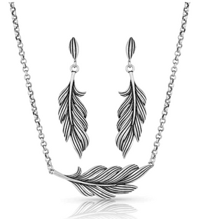 Montana Silversmith Frayed Singleton Feather Jewelry Set - In Stock