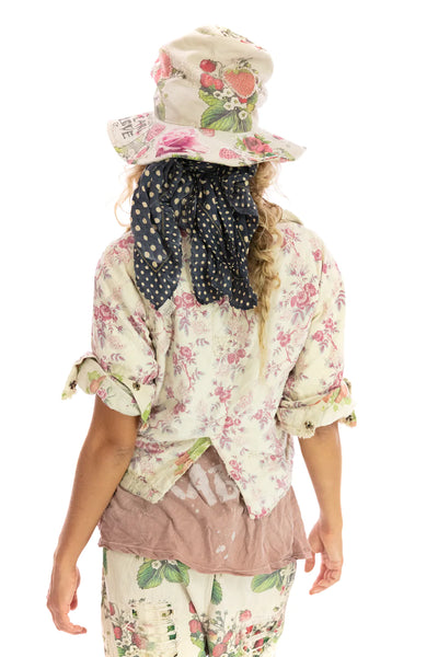 Veste Réversible Magnolia Pearl - Imprimé Fraises Et Fleurs, Fait Main, Taille Unique