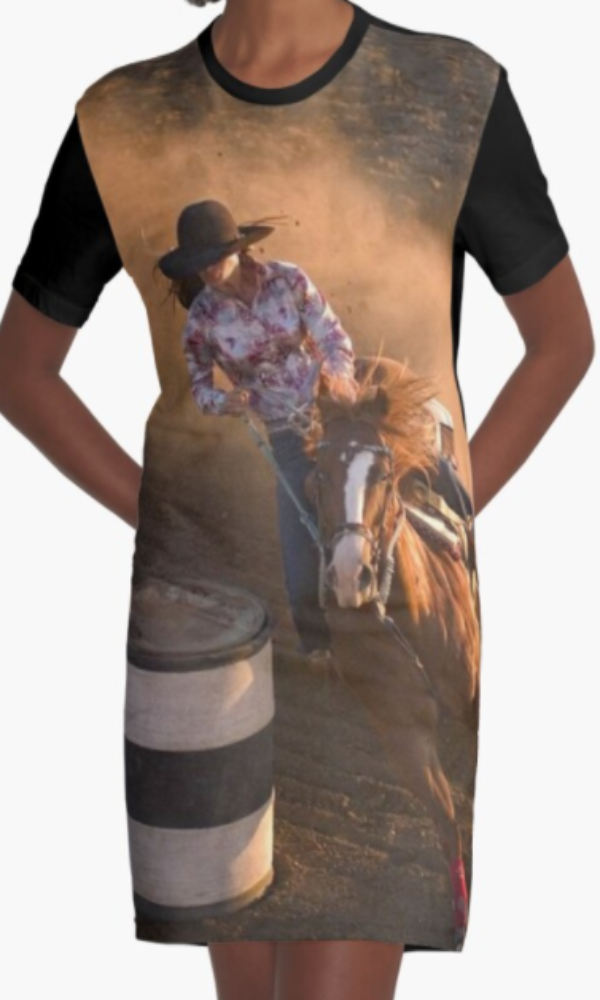 Cowgirl Kim Barrel Racer Graphic Tee Dress - Large Only