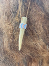 Heather Ford Blue Beaded Antler Tip Necklacee