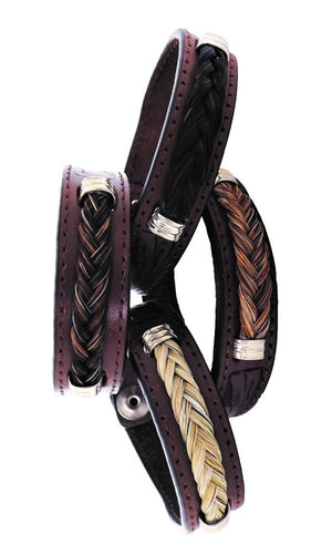 Cowboy Collectibles Tooled Horsehair Leather Bracelet - Brown