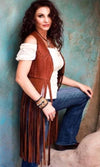 Wild Instincts Double Crossed Fringe Vest~ Chocolate Brown - Cowgirl Kim