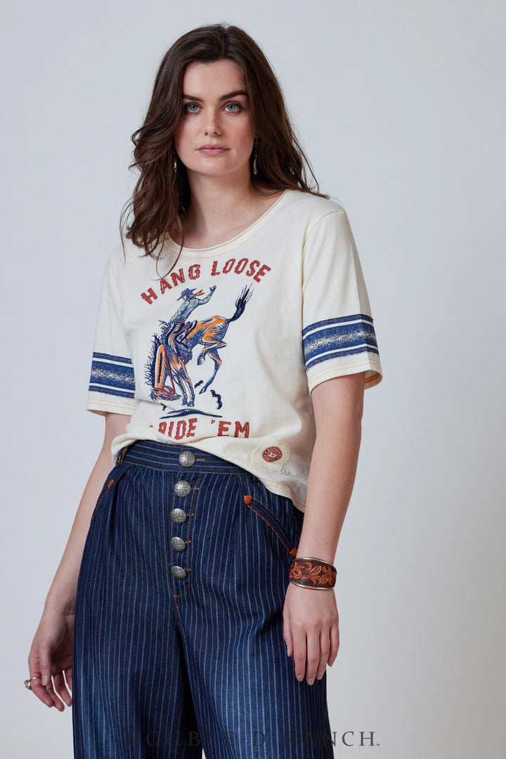 Double D Ranch - Hang Loose and Ride'em Tee Shirt - String White