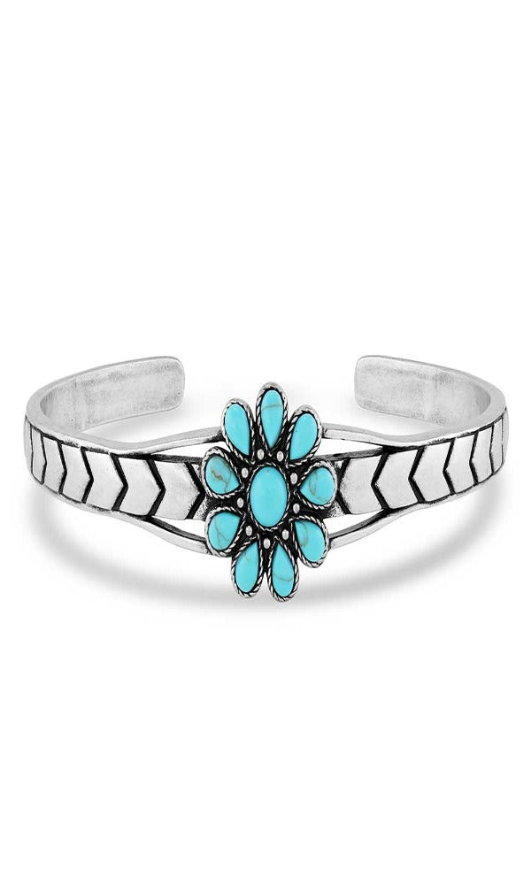 Montana Silversmiths - Blue Turquoise Sunflower Cuff Bracelet