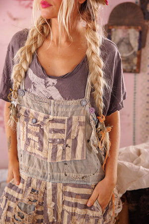 Magnolia Pearl - Patchwork Frankie Overalls - Luna Stripe