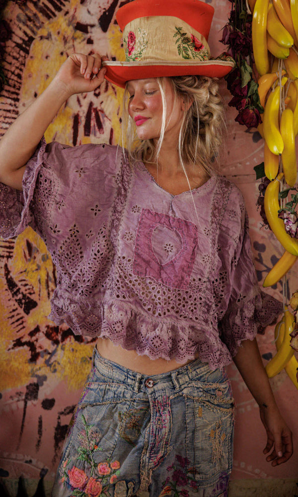 Magnolia Pearl - Eyelet Rosemary Blouse - Purple Boba