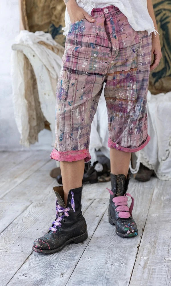 Magnolia Pearl Shorts 036 - Patchwork Miner Shorts - Madras Pink