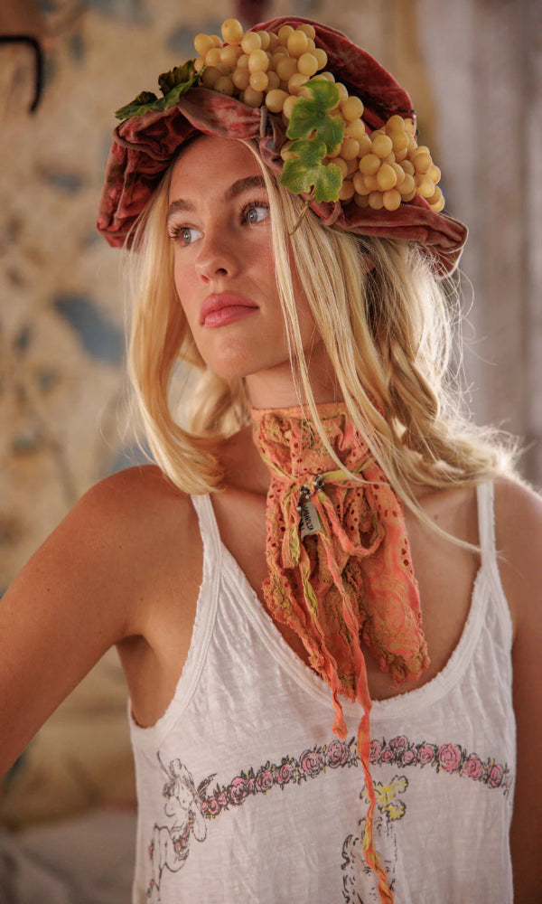 Magnolia Pearl - Embroidered Fairen Jabot - Orange Poppy