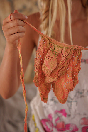 Magnolia Pearl - Embroidered Fairen Jabot - Orange Poppy