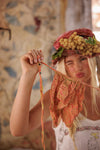 Magnolia Pearl - Embroidered Fairen Jabot - Orange Poppy