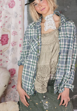 Magnolia Pearl  Top 1501 - YD Plaid Kelly Western Shirt - Grandpa Joe