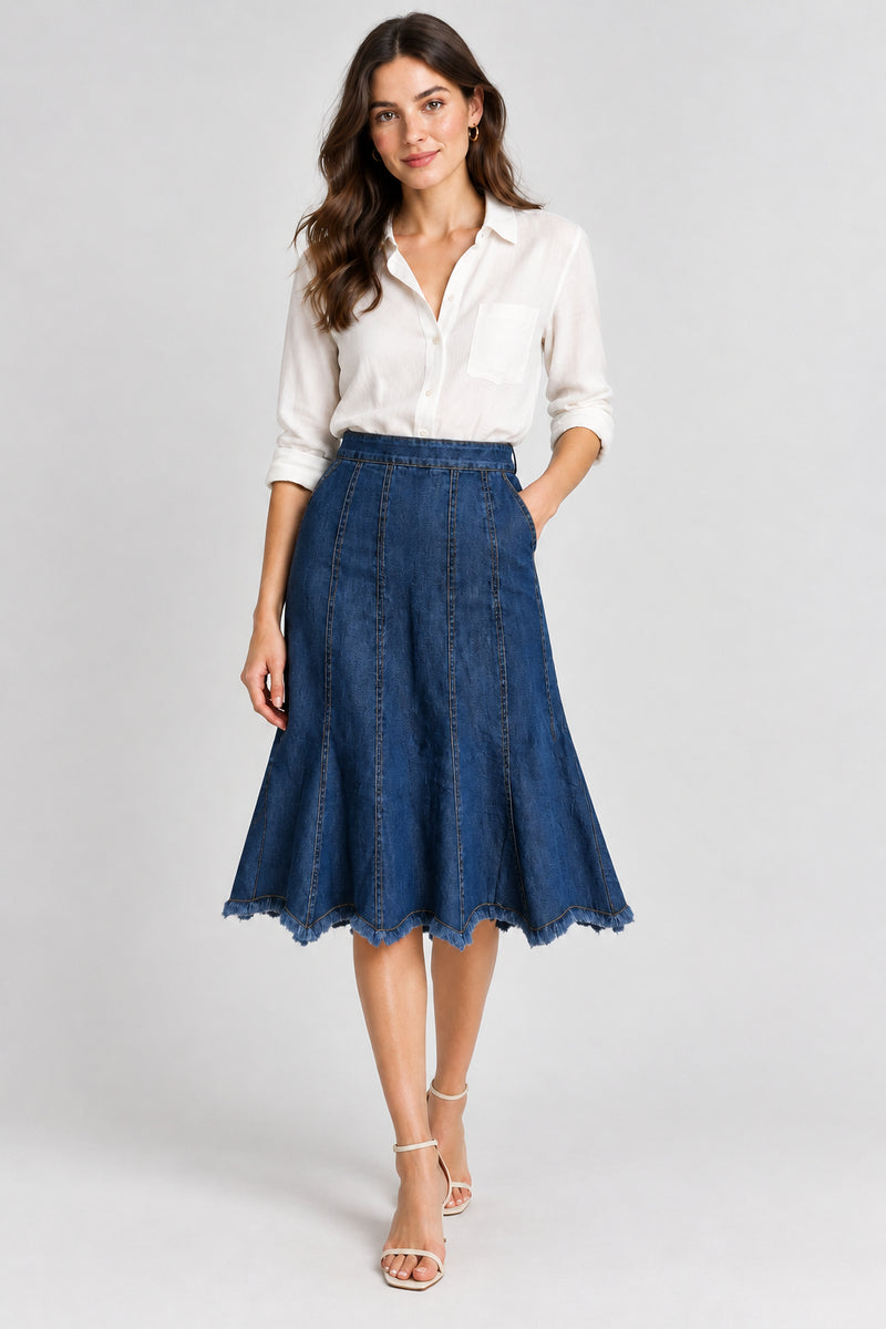 Blue denim skirt for everyday wear