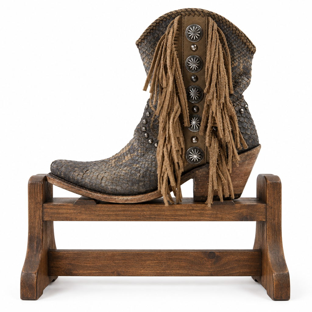Liberty Black Susannah Short Fringe Boot - Python Fileteado
