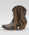 Liberty Black Susannah Short Fringe Boot - Python Fileteado - 7.5 ONLY