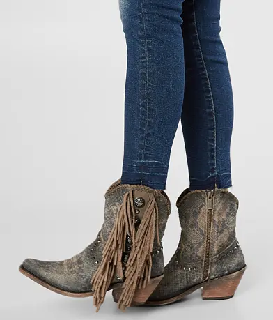 Liberty Black Susannah Short Fringe Boot - Python Fileteado - 7.5 ONLY