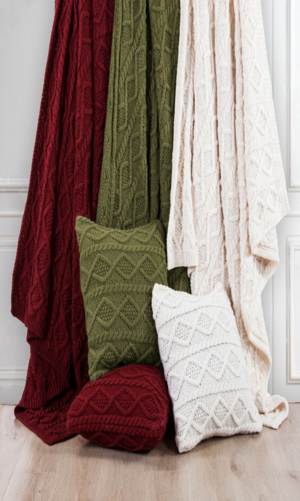 Cable Knit Soft Wool Throw Blanket