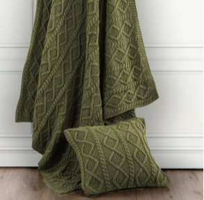 Cable Knit Soft Wool Throw Blanket