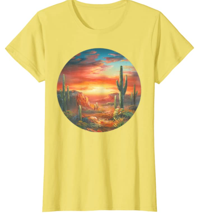 Cowgirl Kim Desert Sunset Tee - 2 Colors - Yellow or Heather Blue