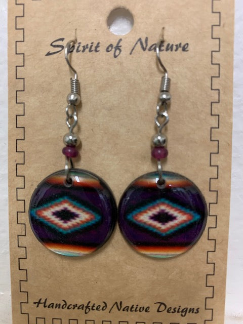 Cowgirl Kim Round Navajo Dangle Earrings - Purple