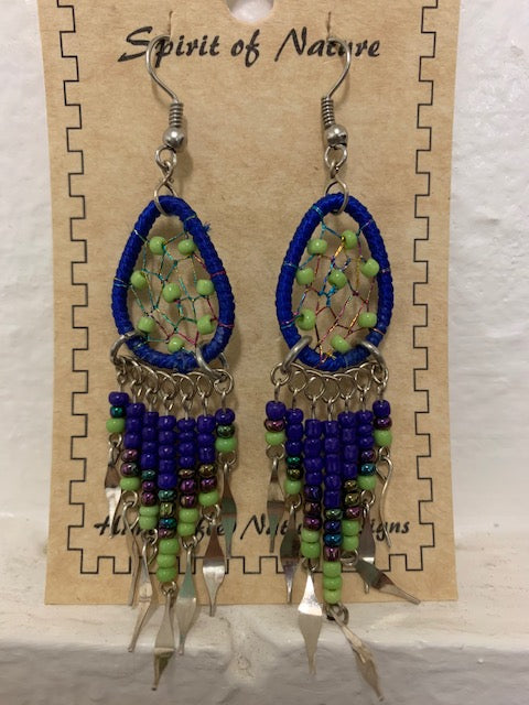 Cowgirl Kim Medium Boho Dangle Earrings - Blue & Lime