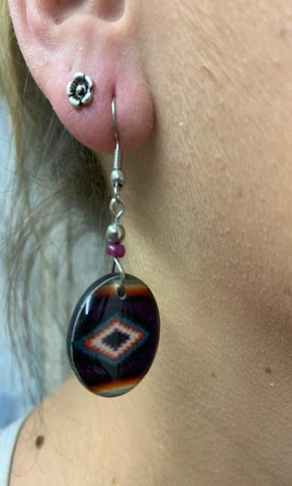 Cowgirl Kim Round Navajo Dangle Earrings - Purple