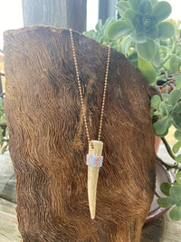 Heather Ford Blue Beaded Antler Tip Necklace
