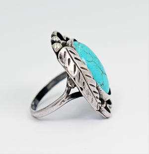 Vicki Orr Vintage Navajo Sterling Silver & Kingman Turquoise Ring. - Cowgirl Kim
