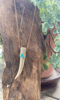 Heather Ford Turquoise Beaded Antler Tip Necklace