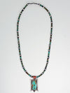 Vicki Orr Fox Turquoise and Navajo Pearl Beaded Necklace w/ Vintage Tibetan Turquoise Pendant - Cowgirl Kim
