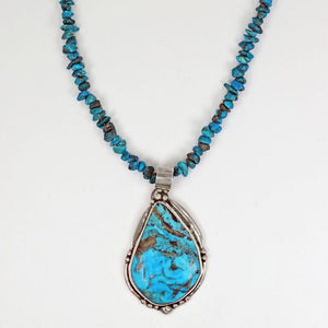 Vicki Orr  Vintage Stormy Mountain Turquoise Pendant & Kingman Turquoise Nugget Beaded Necklace - Cowgirl Kim