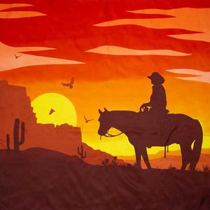 Wyoming Traders Sunset Cowboy Southwest #2 Silk Wild Rag