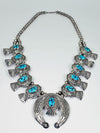 Vicki Orr Vintage Kingman Turquoise Nugget Sterling Silver Squash Blossom Necklace - Cowgirl Kim