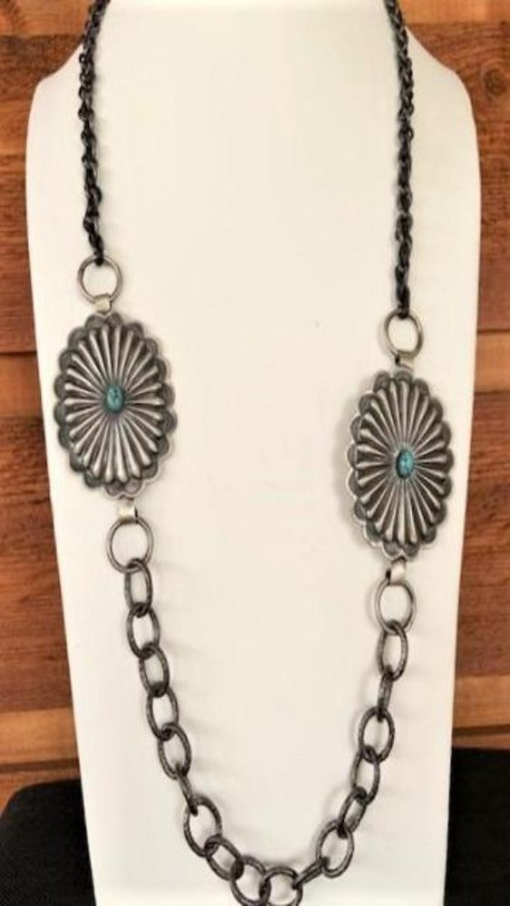 Vicki Orr Concho and Hammered Chain Necklace - Cowgirl Kim