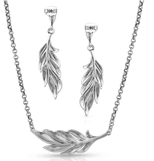 Montana Silversmith Frayed Singleton Feather Jewelry Set - In Stock