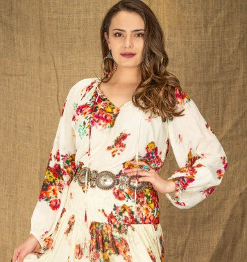 Vintage Collection Flower Bouquet Peasant Top