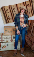 Tasha Polizzi Highland Shirt - Dark Blue - SMALL ONLY