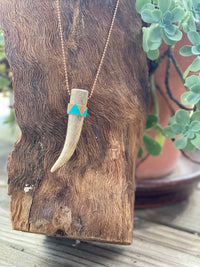 Heather Ford Turquoise Beaded Antler Tip Necklace