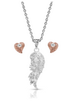 Montana Silversmith Rose Gold Heart Strings Feather Jewelry Set