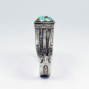 Vicki Orr Vintage #8 Turquoise Hand-Forged Sterling Silver Cuff - Cowgirl Kim