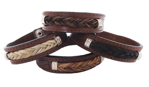Cowboy Collectibles Tooled Horsehair Leather Bracelet - Brown - Cowgirl Kim