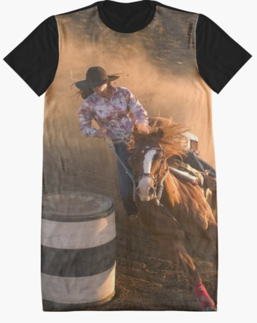Cowgirl Kim Barrel Racer Graphic Tee Dress - Large Only