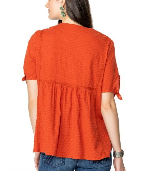 Double D Ranch Rose Scroll Top - Red