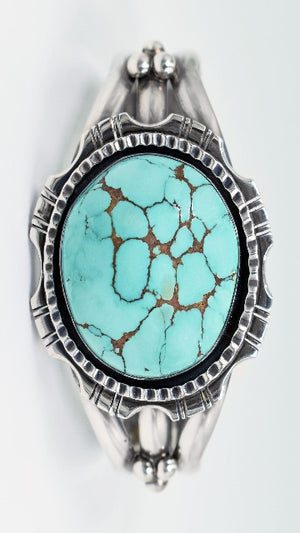 Vicki Orr Vintage Carico Lake Turquoise Sterling Silver Cuff - Cowgirl Kim