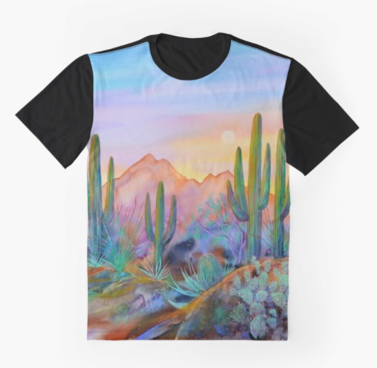 Cowgirl Kim Watercolor Desert Graphic Tee - Large Only