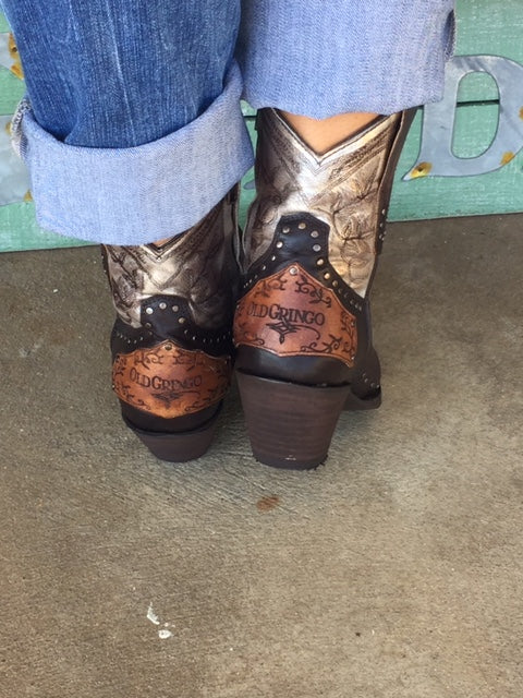 Old Gringo Polo Zipper Signature Ankle Boots~ Chocolate/Silver  Style BL3204-2 - Cowgirl Kim