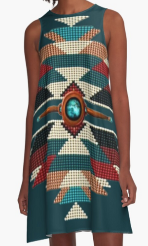 Cowgirl Kim Navajo Mandala A-Line Dress - Medium Only