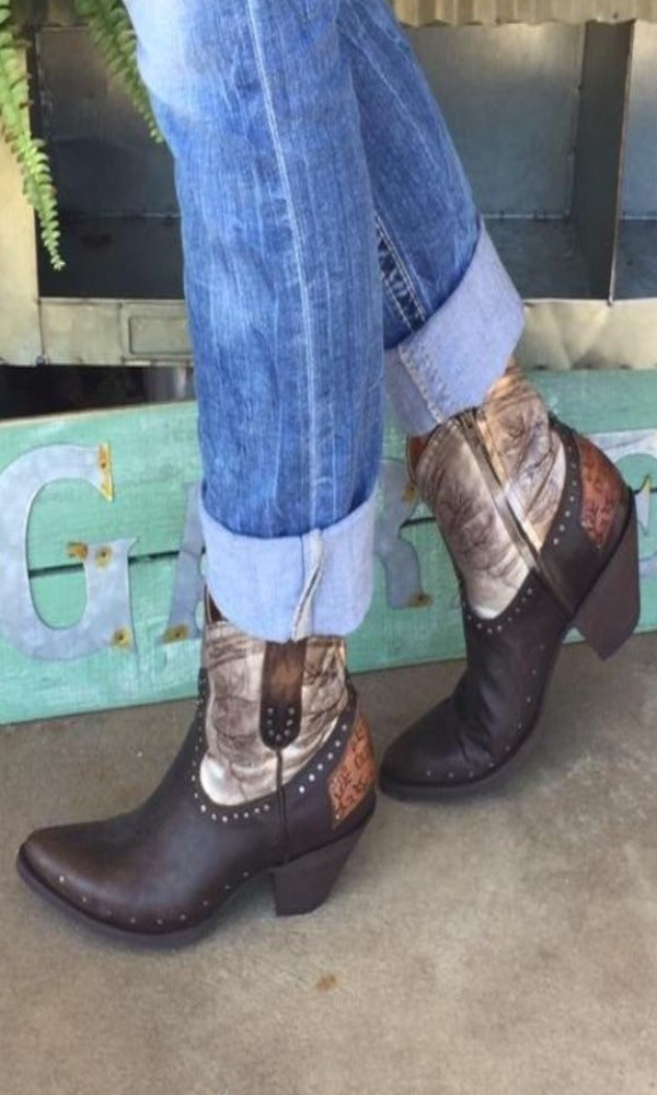 Old Gringo Polo Zipper Signature Ankle Boots~ Chocolate/Silver  Style BL3204-2 - Cowgirl Kim