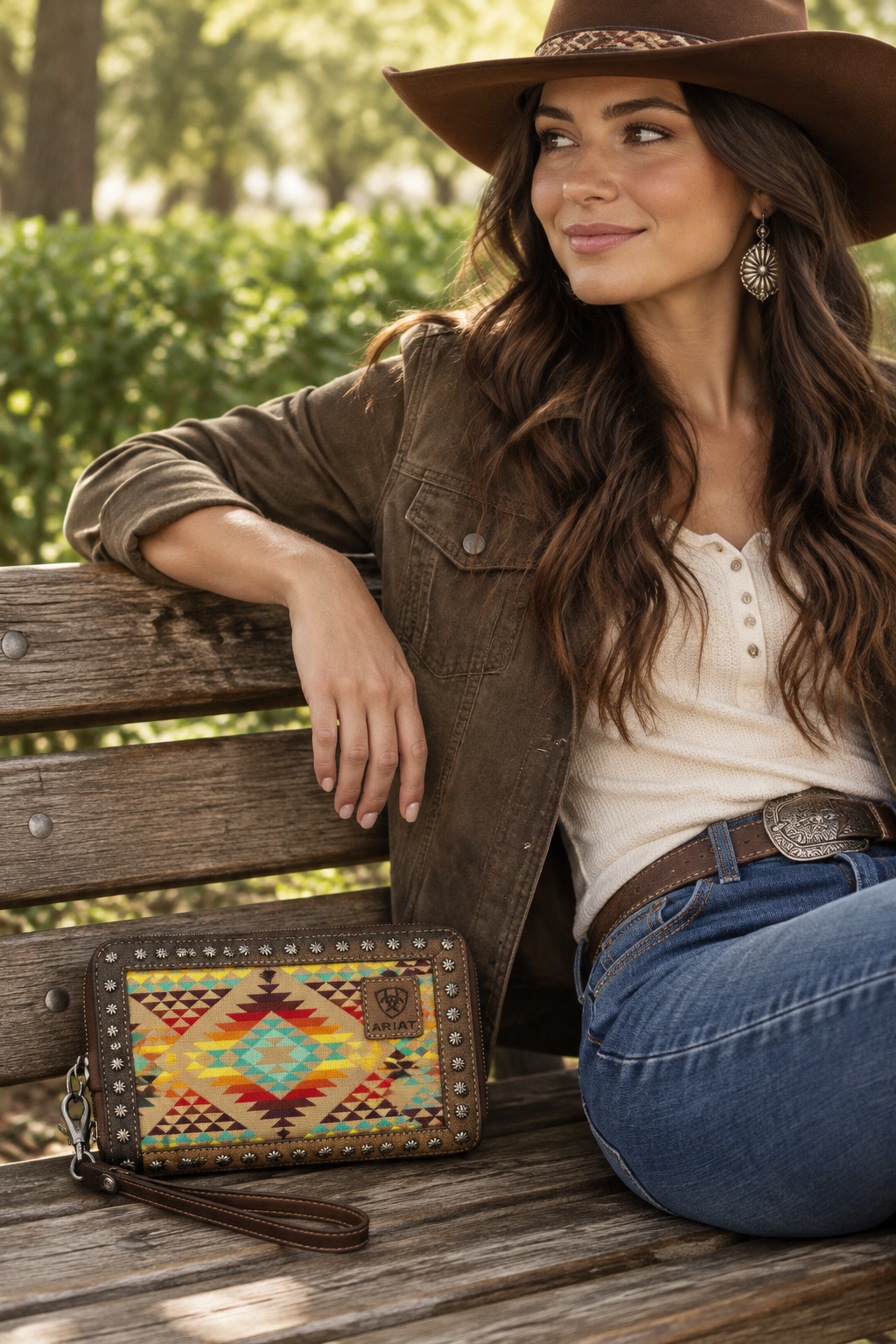 Ariat Aztec Orange 3-n-1 Wristlet 